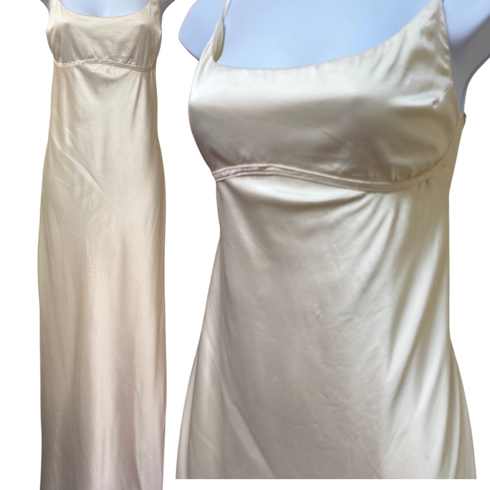 Princess Polly Ravia Maxi Spaghetti Strap Open Back Dress Champagne Womens 12